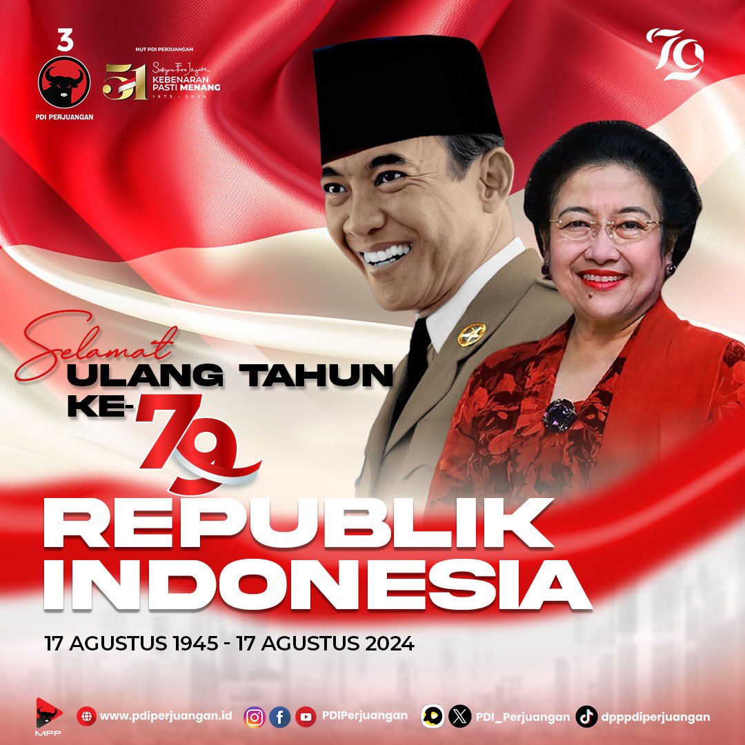 Dirgahayu Kemerdekaan ke-79 Republik Indonesia! 79 tahun telah berlalu sejak proklamasi kemerdekaan, namun semangat perjuangan para pahlawan tetap hidup dalam setiap langkah kita. Di tengah segala tantangan, bangsa ini terus maju dengan tekad yang bulat dan persatuan yang kokoh.