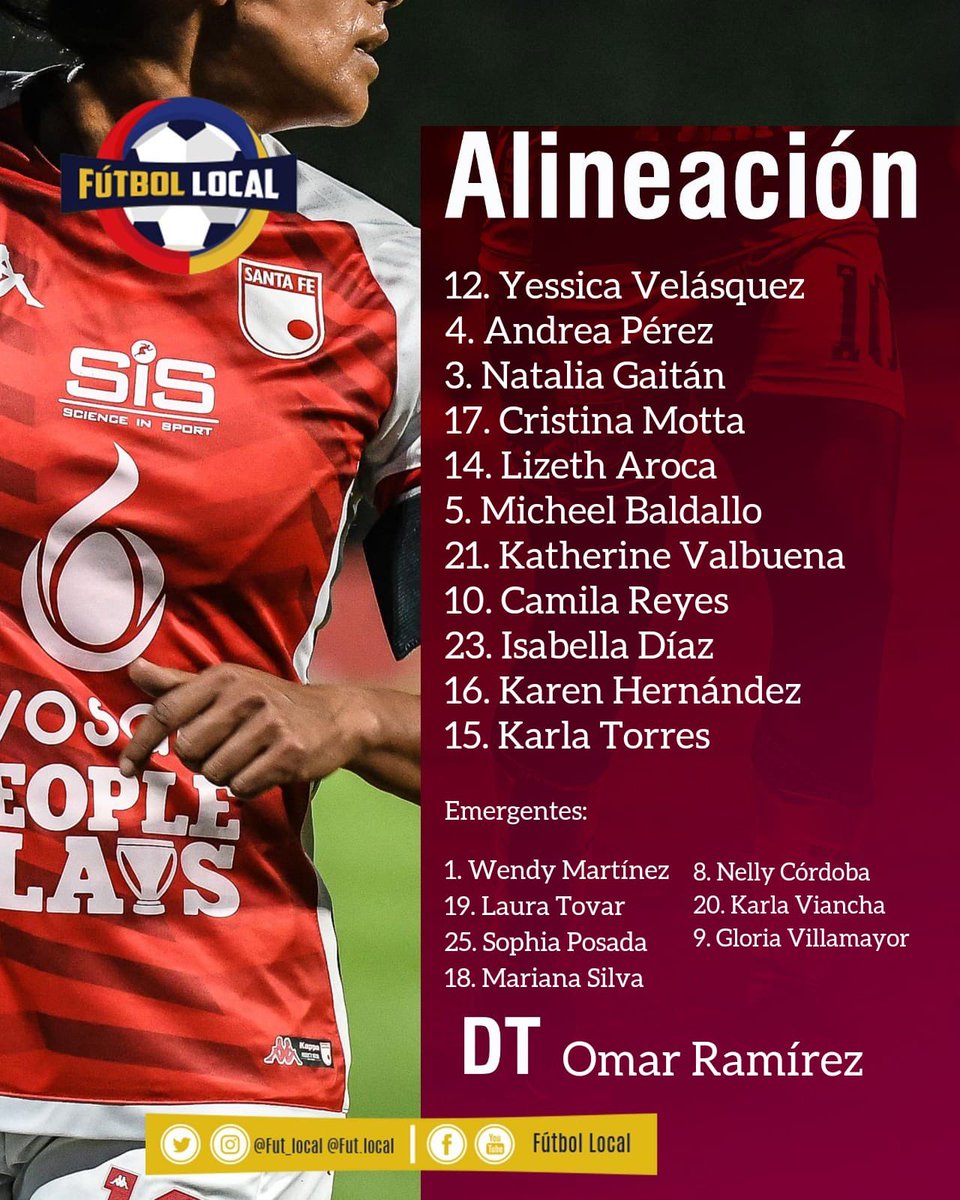 Fut_Local's tweet image. La pelota para @LeonasSantaFe está a punto de rodar⚽️. Conoce a las 11 #Leonas🦁 elegidas por Omar Ramírez para disputar la final de vuelta, contra @CaliFemenino en la #ligafemeninabetplaydimayor