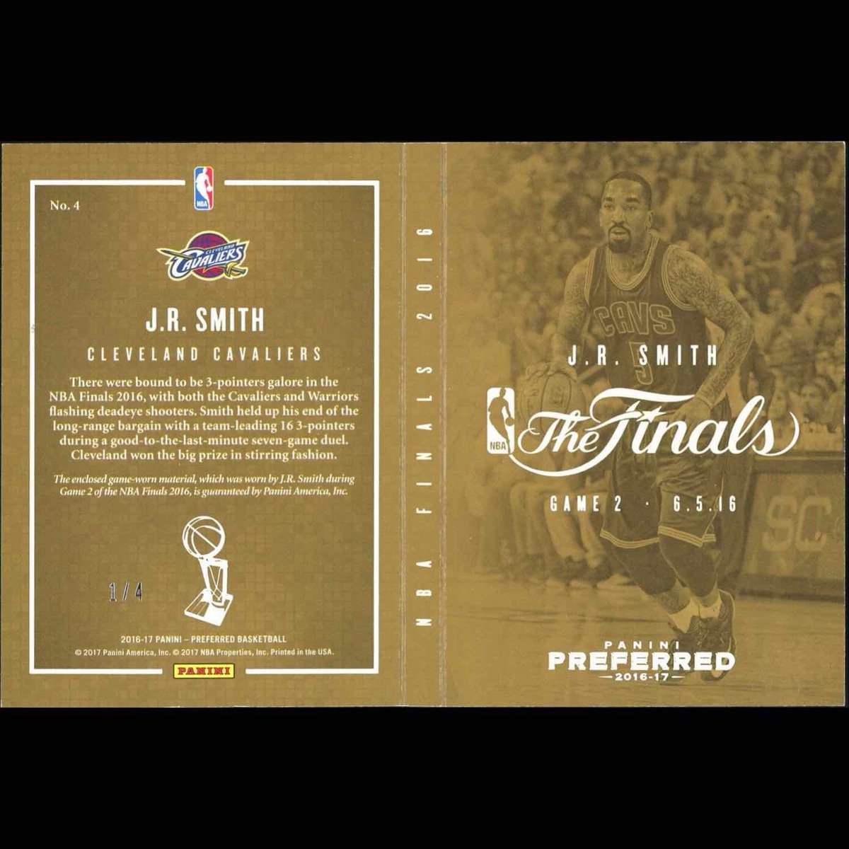dontbrued's tweet image. Started scanning my 2016 Finals Game 2 Worn Jersey booklets 

J.R. Smith 1/4