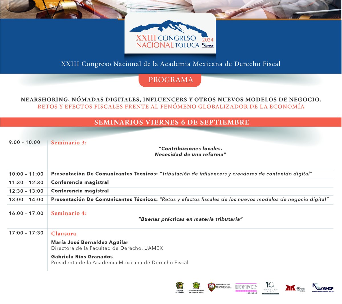 AMDF4's tweet photo. ¿Ya te inscribiste al #CongresoAnual 2024 - Toluca? No te quedes fuera de este gran evento, donde los expertos en material fiscal y tributario se reunirán en la @UAEM_MX los día 05 y 06 de septiembre.
https://t.co/1q9ryfQHSQ
#AMDF4 #abogados #derechotributario @GabrielaRiosGra https://t.co/OztGnlce6i