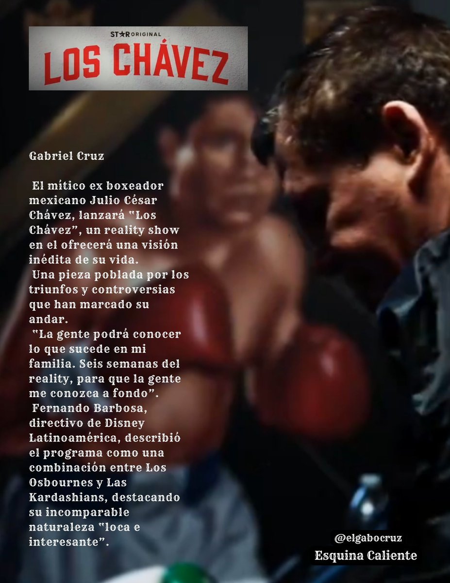 elgabocruz's tweet photo. La vida del legendario @Jcchavez115 muy pronto en @disneyplusla
#boxeo #jcchavez #chavez #REALITY https://t.co/kffE1U2nhg