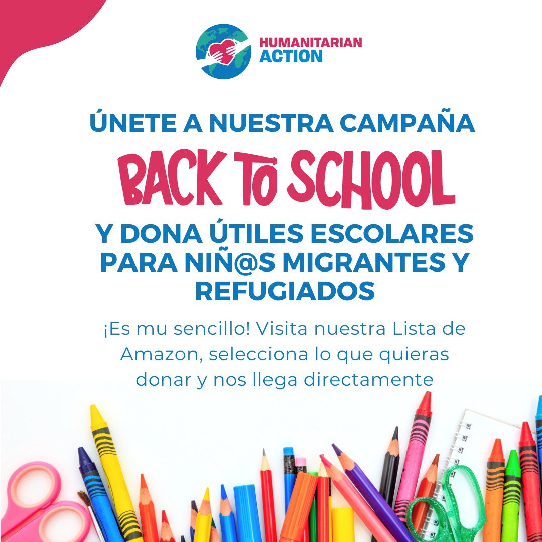 Nos preparamos para el regreso a clases. Familias migrantes en Washington DC, Maryland y Virginia se preparan para enviar a sus hijos a la escuela. En este link puedes ayudarlos a completar su mochila con útiles escolares amazon.com/hz/wishlist/ls… #BackToSchool