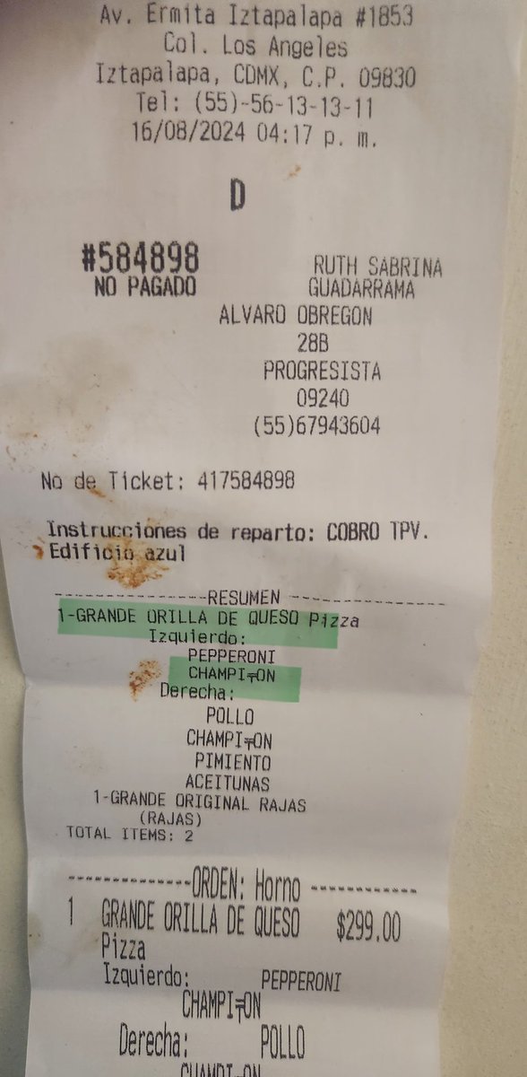 jasser125's tweet photo. @dominosmx @Profeco pedí una pizza y llegó incorrecta. La tienda se negó a mandarme nuevamente la pizza del pedido https://t.co/BDqOlMgUKa