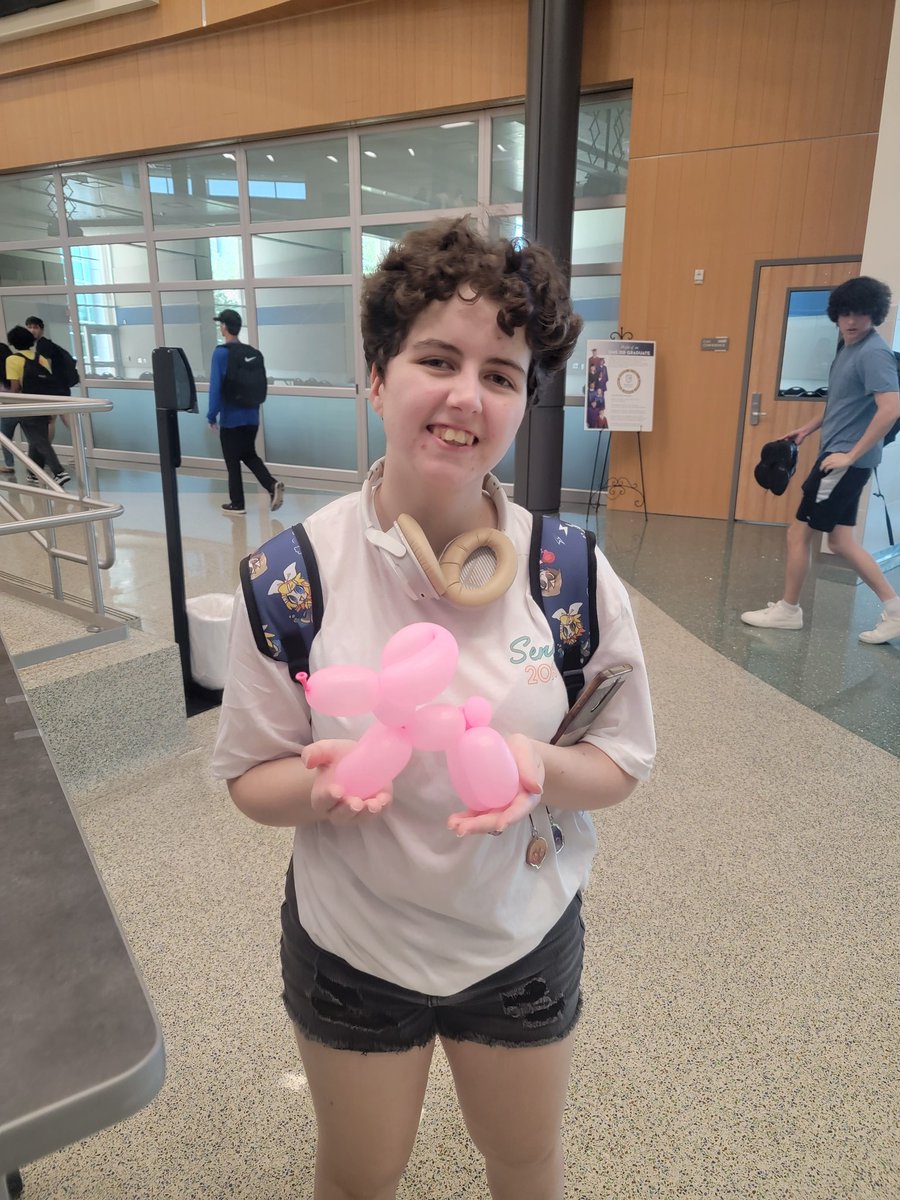 Some days are better than others, like today. This sweet student gave me her first ever balloon animal she made. Kids are awesome and I love my job. Thanks Jenna for making my day! <a href="/CtcHollenstein/">Hollenstein CTC, EMS ISD</a> #emsproud #HCTCready