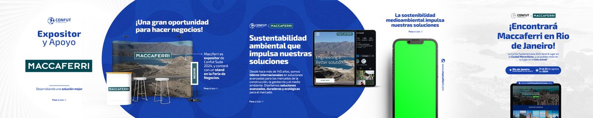 🤝 Maccaferri | Expositor y Apoyo

Maccaferri es líder mundial en soluciones de ingeniería civil, con especial atención a la protección del medio ambiente, la estabilización del suelo y el control de la erosión.