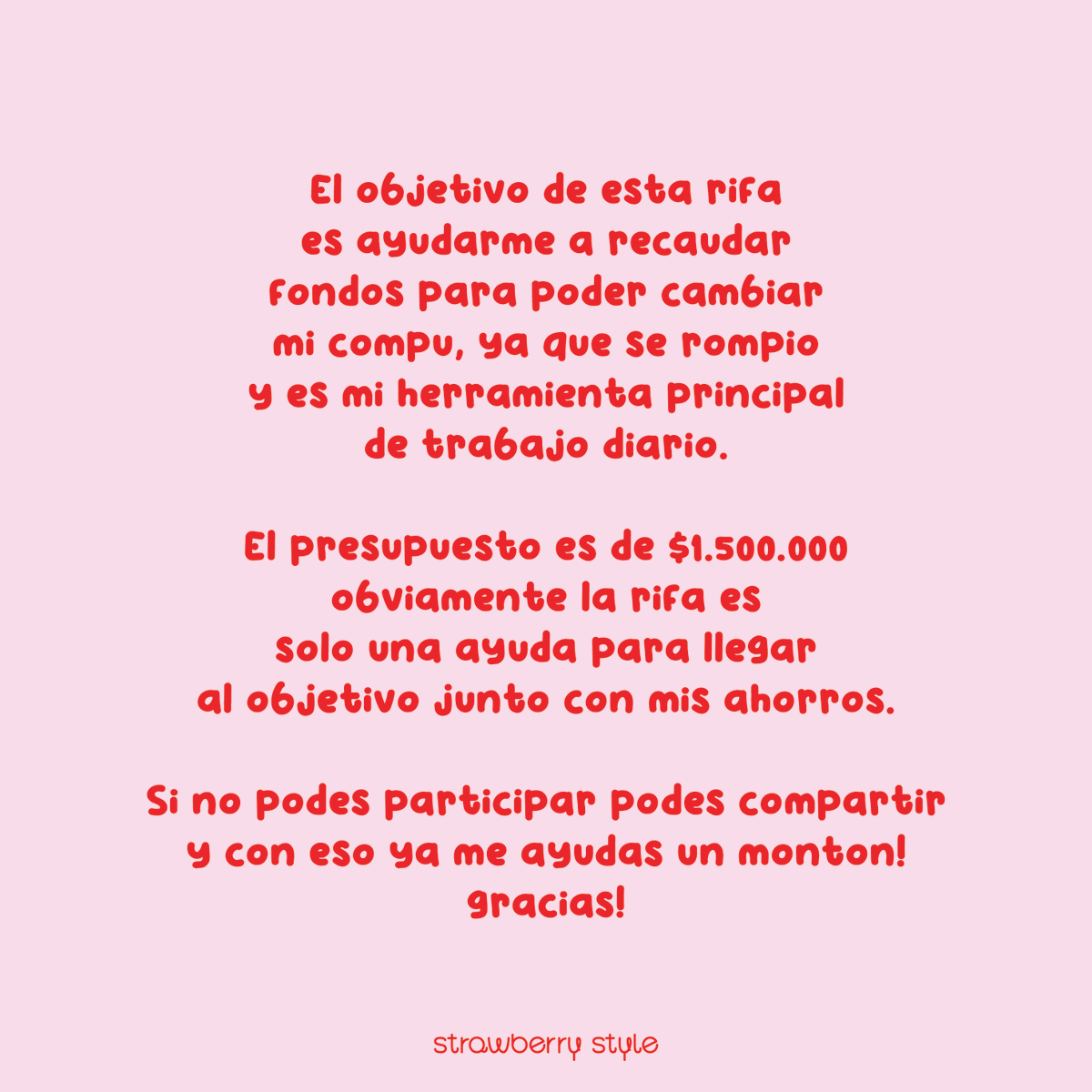 strawberrystyl's tweet photo. Hola!, estoy haciendo una rifa porque tengo que cambiar mi compu que anda mal, y no tiene arreglo, en instagram esta toda la descripcion de las reglas para participar y ayudarme a poder seguir creando contenido para todos! https://t.co/j0Wdur015L https://t.co/AFI8wmKc1X
