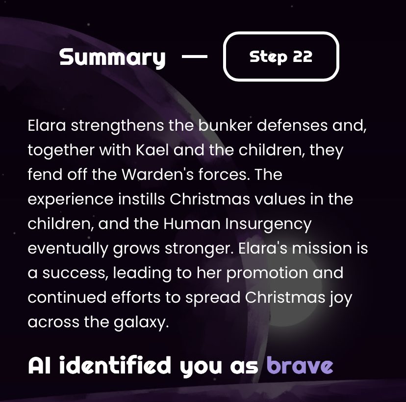 Sinta25417's tweet image. #Day159 16.08.24

Played a #CoNexus #story #Adventure: North Pole Inc❤️ vit Amazing pics @degenerousdao 

#NFTs #BuiltDifferent 
#RMRK #Crypto #gen3 #BASE #AI #DGRS