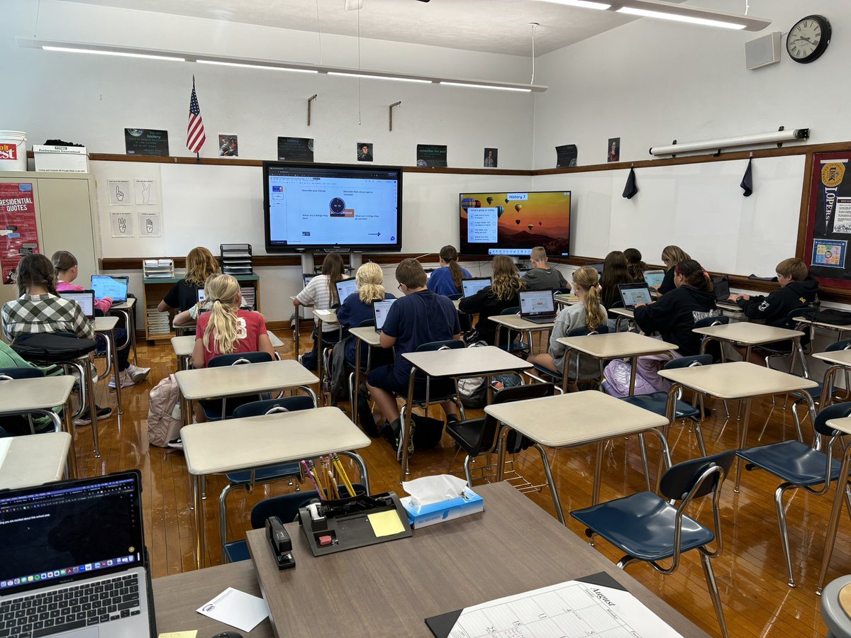 7th graders were hard at work today learning different #eduprotocols! Love watching the light bulb click on with these guys! #sschat