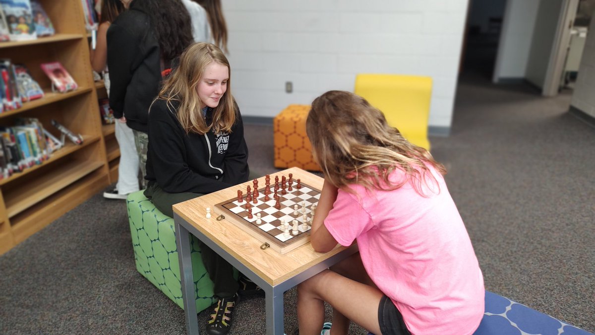 NClaurbrarian's tweet photo. If you were needing a sign to add a chess board to your library, here it is 🪧 Added this set to our library this year &amp; students in every.single.class have clamored to play after/during circulation. You probably don't even need to buy one; ask families or search free groups https://t.co/ENCw7RDVXZ