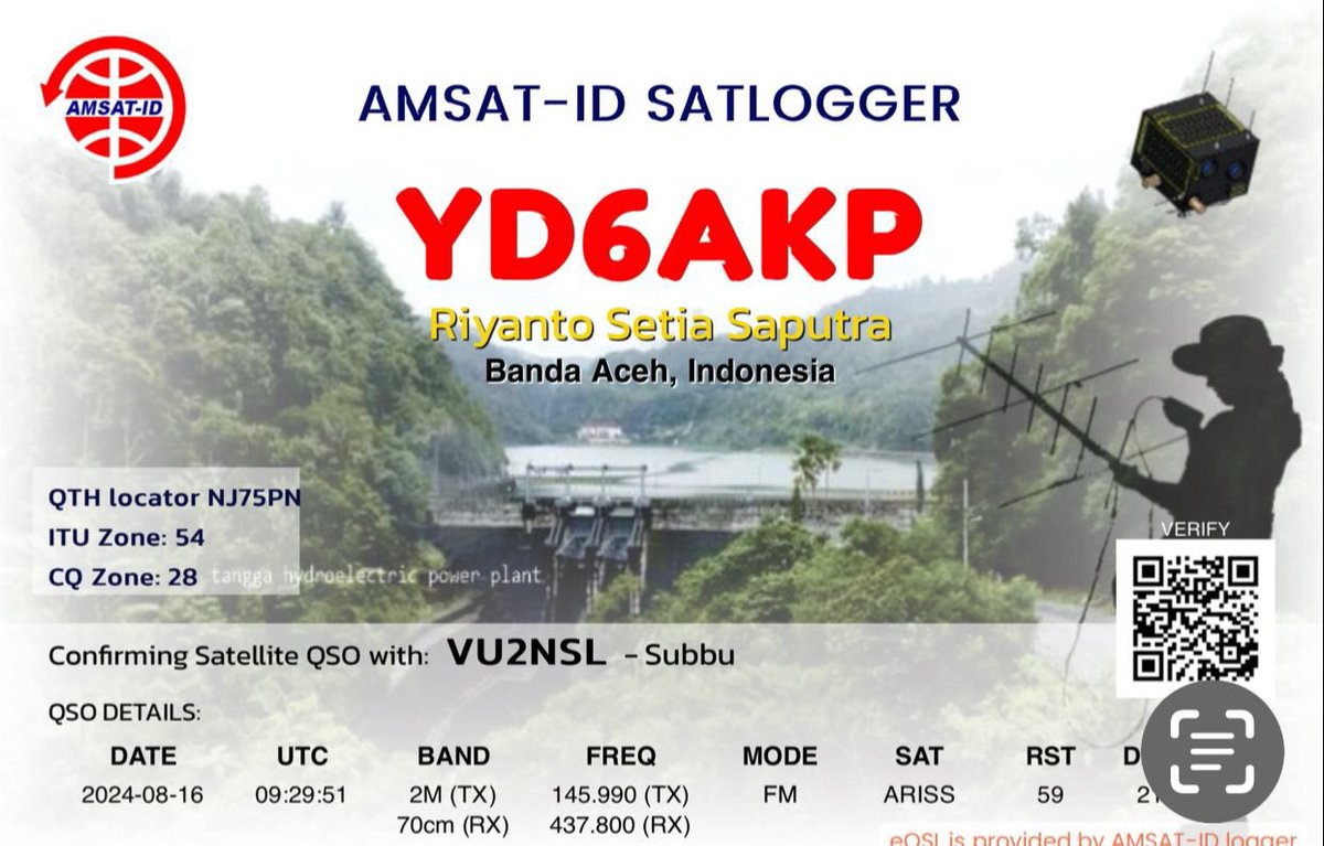 vu2nsl's tweet photo. Ham Radio-:- Today 16th August at 14:45 ARISS International Space Ship station passed above my QTH 🏠 and contacted YD6AKP (2149 km) and VU2ADV.  VU2NXG.   Also https://t.co/BtGSyWAv7q