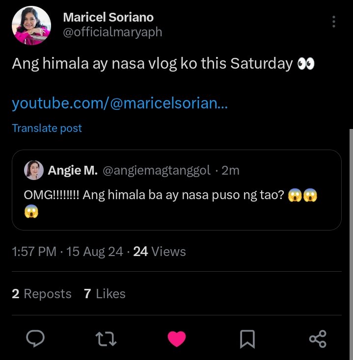 angiemagtanggol's tweet photo. Mamaya, matutunghayan na natin ang ISANG HIMALA sa vlog ni Inay Marya! ⭐ 

Handa na ba kayo???

#MaricelSoriano | #InayMarya https://t.co/7fbB3xSk6g