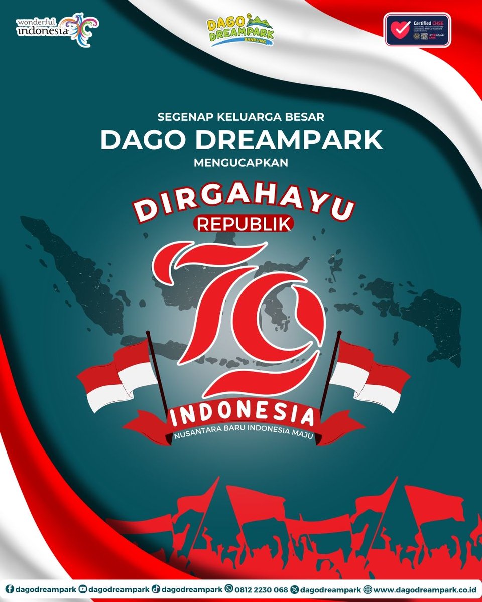 "Selamat Hari Kemerdekaan Indonesia"

Visit Us Dago Dreampark:
Jl Dago Giri KM 2.2 Mekarwangi Bandung Barat
(Dari Terminal Dago Bandung Lurus Ke Arah Jl Jajaway Sekitar 2KM)
Telp / WA : +62 812-2230-068
#sobatdreammers #dagodreampark #wisatabandung #wisatalembang
