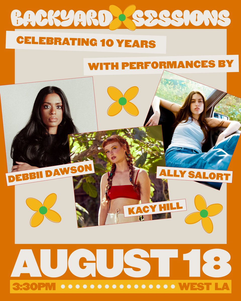 it’s a happy world 🌎 <a href="/debbiidawson/">debbii dawson</a>, <a href="/kacyhill/">KACY HILL</a> and <a href="/AllySalort/">Ally Salort🪞</a> are set to perform at the tenth #BackyardSessions on sunday, august 18 🌻🦋