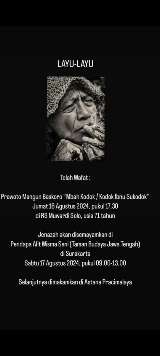 ndoetch's tweet photo. Sugeng tindhak mbah kodok 
suwargi langgeng mbah 

@iwanfals https://t.co/e7ECIgbMbd