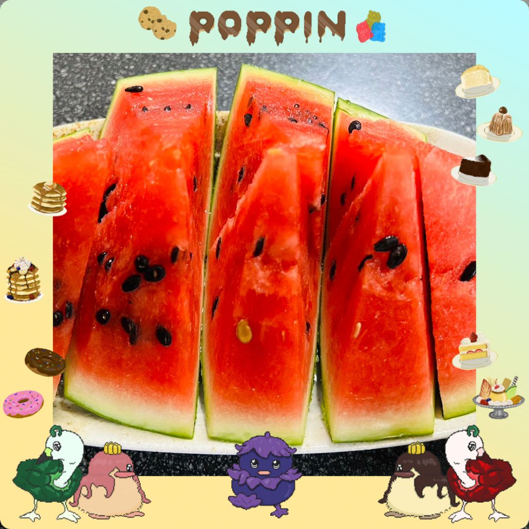 mukashigao's tweet photo. ＜果実で野菜＝果菜類＞
🍉暑い夏の風物詩で好物のスイカをいただきます🍉

@poppinLand 
#Poppinland 

⬇️ 食をテーマにしたBCG Poppinの正式リリース記念キャンペーン
https://t.co/a8R5CwR7RZ https://t.co/A8kxXnNMId