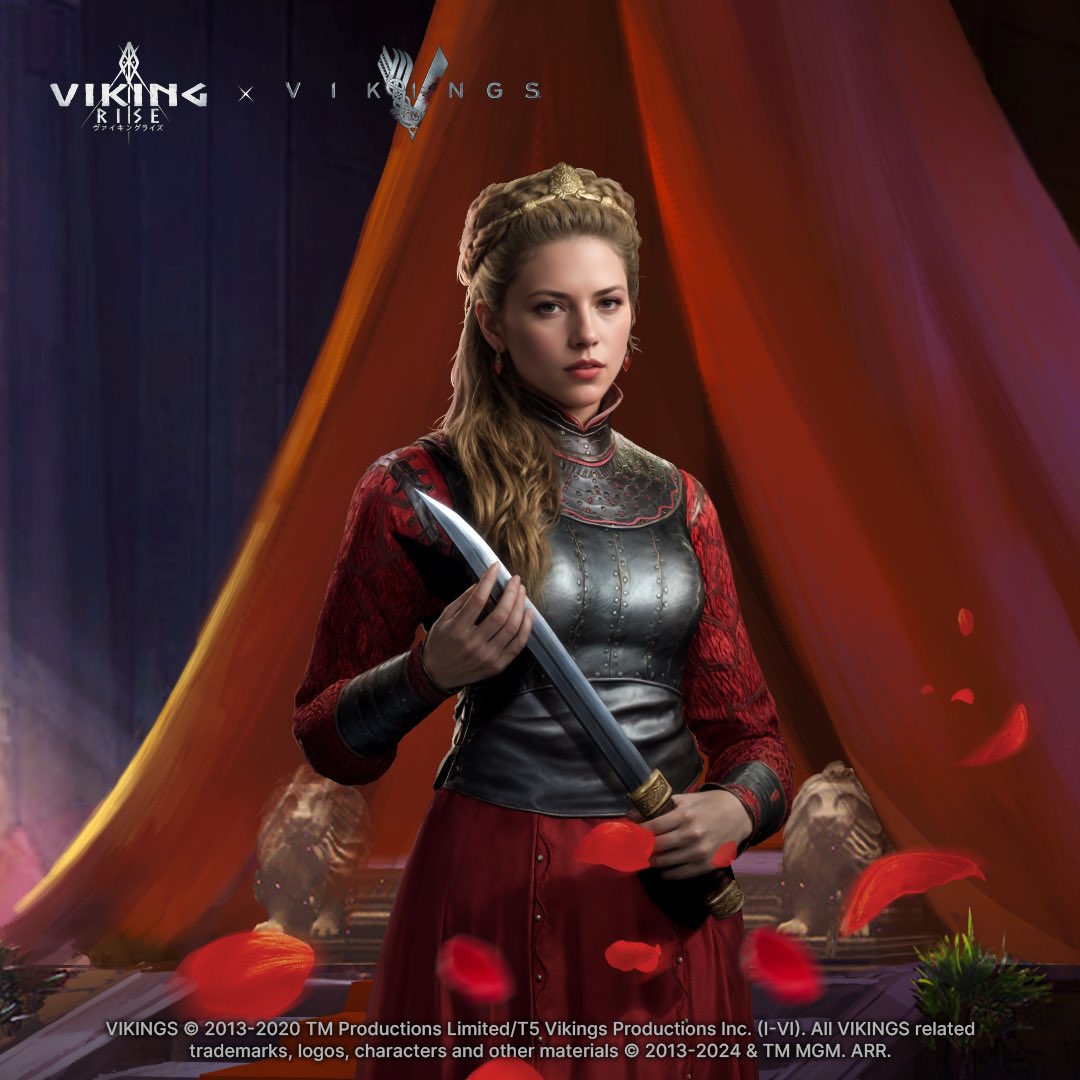 🏰「ヴァイキング〜海の覇者たち～」とのコラボで入手できる 次の英雄スキンは、伝説の盾乙女【ラゲルタ】🦸\u200d♀️です 💕  『ラゲルタは英雄的で勇敢な伝説の盾乙女だ。彼女は妻であり母であり、戦士でありリーダーであり、そして伝説だ。ラゲルタは剣と盾を巧みに操り ..., image size:1080x1080