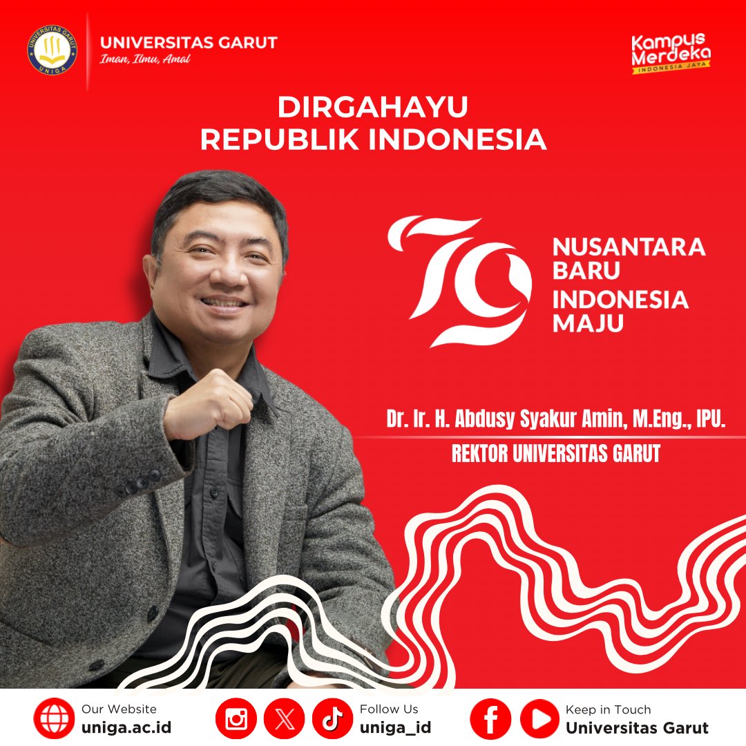 Rektor dan segenap civitas akademika Universitas Garut mengucapkan Dirgahayu Republik Indonesia ke-79🇮🇩🇮🇩🇮🇩

Semoga semangat kemerdekaan terus membara dan membimbing kita menuju kemajuan dan kesejahteraan bersama🔥

Nusantara Baru, Indonesia Maju!