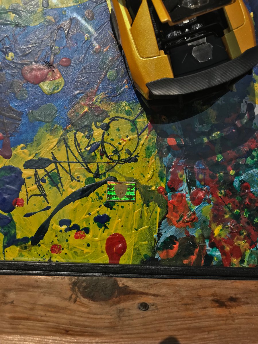 _musallwah's tweet photo. Lamborghini Murcielago Art. Title: Basquiat Made me do it. Scale size 1/24, Frame size 
29.7x40 cm. Status SOLD k650. For a unique piece like this one call/WhatsApp 0978520584 to purchase . Ideal decor for your home and office.#zedx #lamborghini #art https://t.co/I6ML2Tz2fd