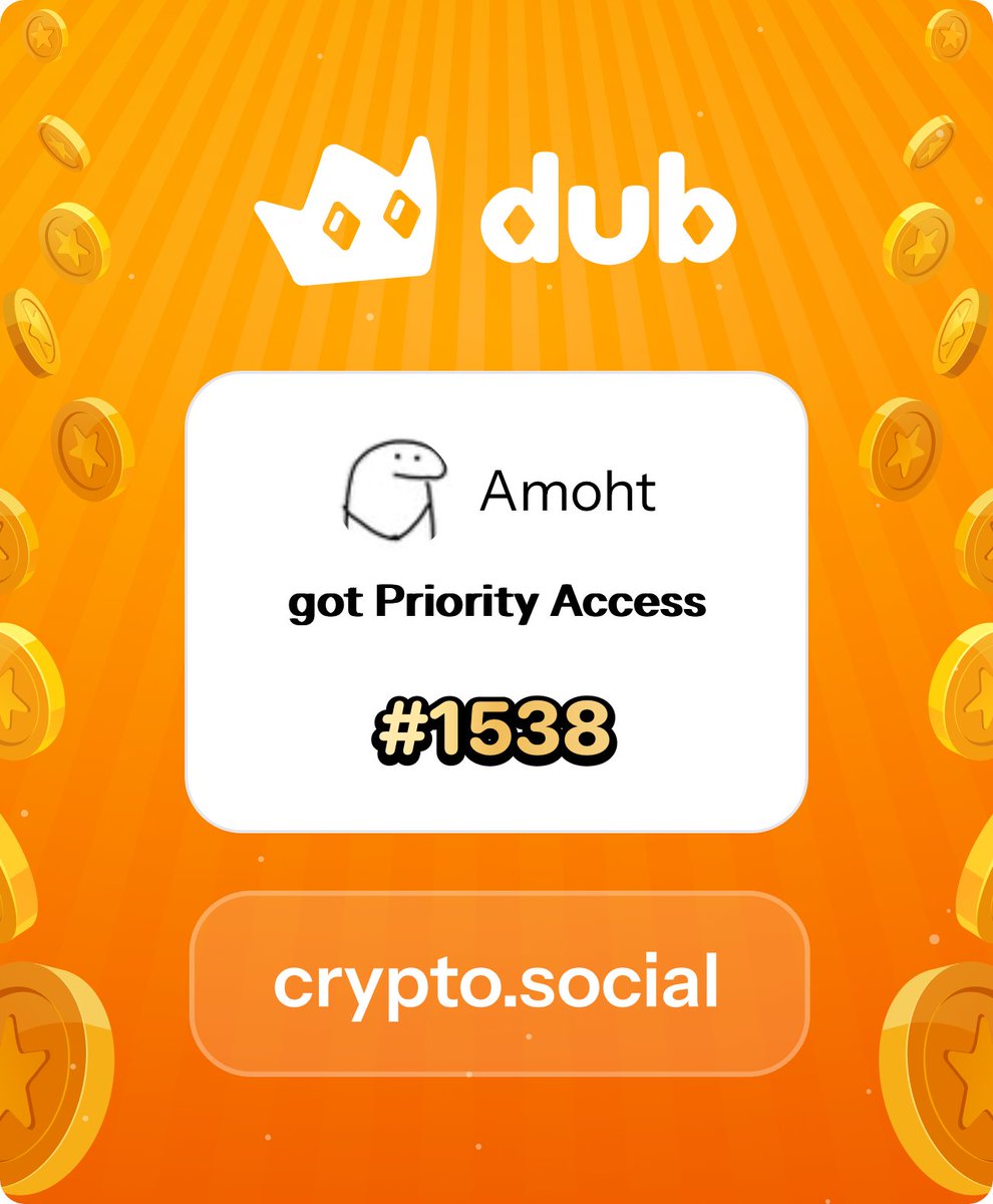 Amoht_'s tweet photo. I just got Priority Access to Dub! Let’s make memecoins PvE again. Get in early™. https://t.co/v7Ok9WQBV1 https://t.co/diHNN8Mjk5