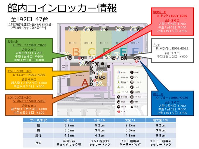 館内ロッカー情報】 施設内の ロッカーに入らない大きな手荷物は