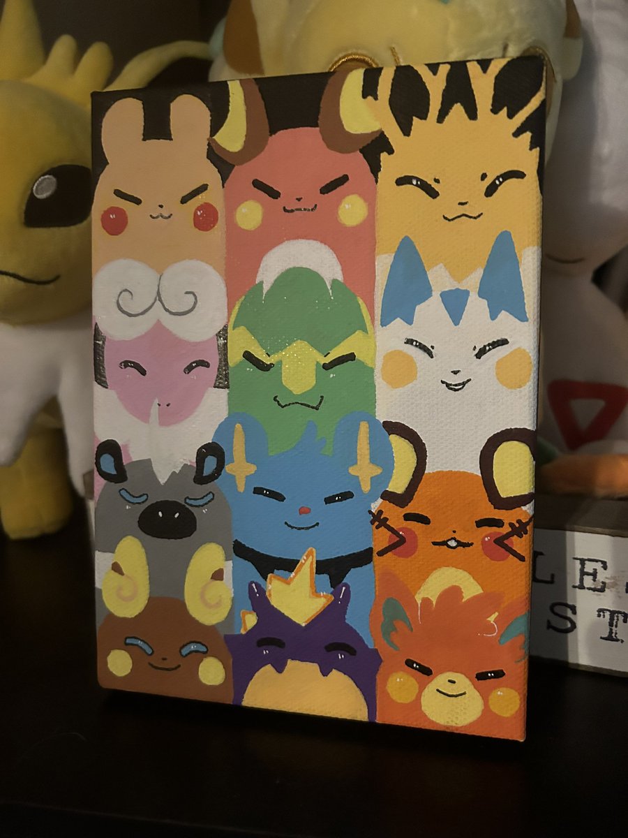 Painted this a while ago of all my favourite electric types from every generation. What type should i do next 🤔🤔🤔