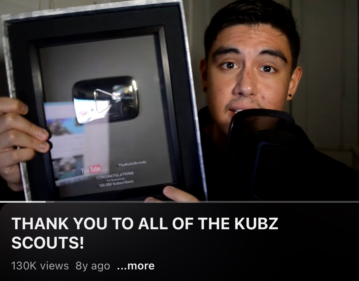 GoldenVillager8's tweet photo. A fan of Jay since 100k. An OG, really. @JayKubzScouts https://t.co/wSWFwBImBG