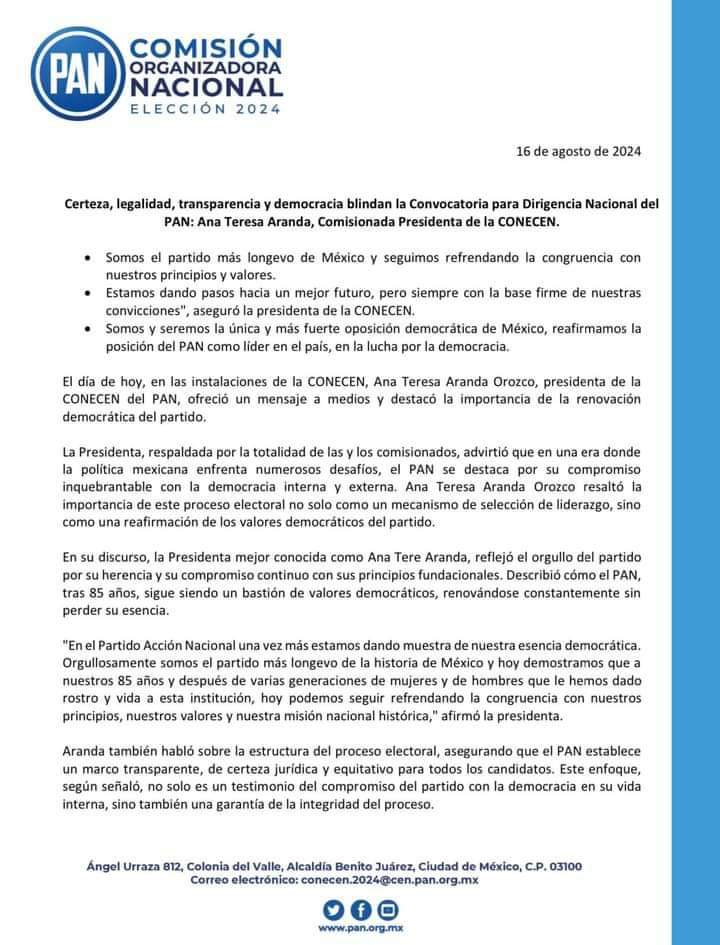 clausrichart's tweet photo. Sigue el proceso democrático para elegir entre @AdrianaDavilaF @JorgeRoHe y @damianzepeda al nuev@ dirigente de @AccionNacional
#CONECEN dio a conocer las fechas del proceso de renovación
Destacando la legalidad, certeza, transparencia y democracia #LaClausOpinión https://t.co/Ju2RQf21D2