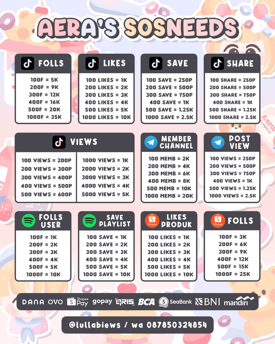 phonitc's tweet image. Ready fõllõwers fõlls sūbs viēws likēs ig tiktok fb shopee youtube indo x twitter di @lullabiews ( s.id/waaera )

( one hundred thirty two. #zonauang )