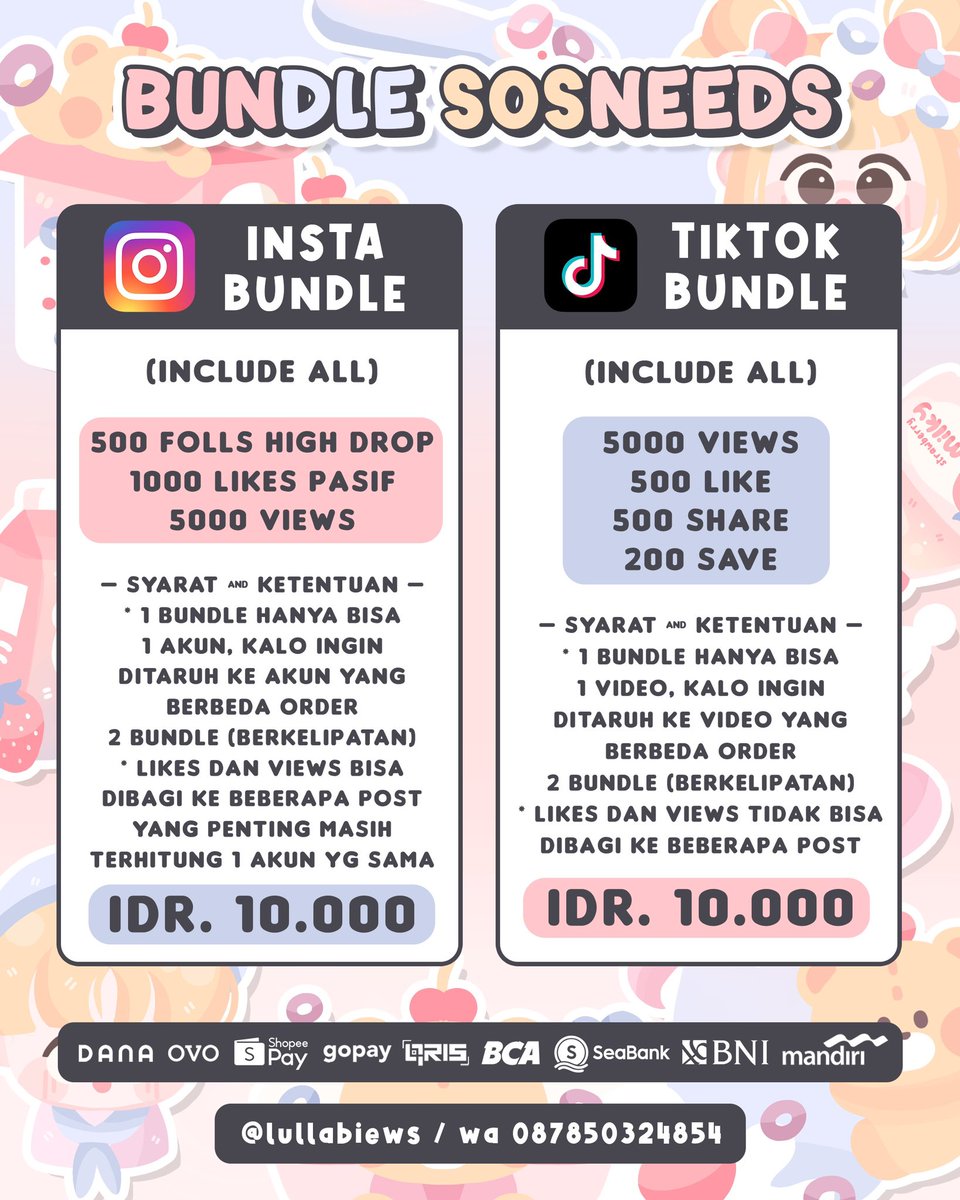 phonitc's tweet image. Ready fõllõwers fõlls sūbs viēws likēs ig tiktok fb shopee youtube indo x twitter di @lullabiews ( s.id/waaera )

( one hundred thirty two. #zonauang )