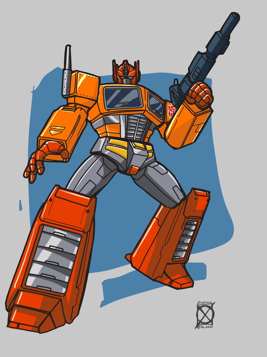 the_artofX's tweet photo. COMMISSION PROMOS OPEN (starts at $15) a recolor of my main #OptimusPrime art for #Transformers this time as #FireGuts #GodGinrai. Always loved this wild recolor. What recolor do you want to see next? https://t.co/Y38F6ntGSr