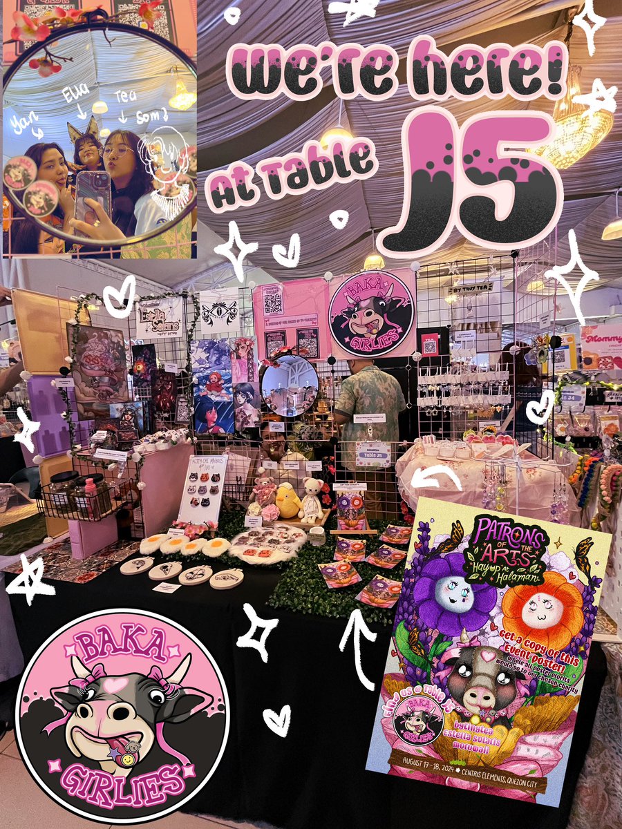 Hello mga Hayop at mga Halaman🐮🌱!! Visit us here at table J5 to level up your kahayupan at pagka-halaman with our merch ✨🩷🖤

#PotAHayopAtHalaman