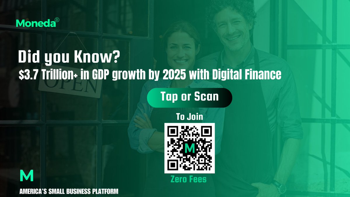 The Economic Impact of Open and Accessible Financial Technologies can add $3.7 Trillion to GDP by 2025. Additionally, it can create 95M+ jobs and increase Savings for Governments by $110 Billion.

Tap or Scan to Join Moneda® today: monedaapp.com

#finance #swipefees
