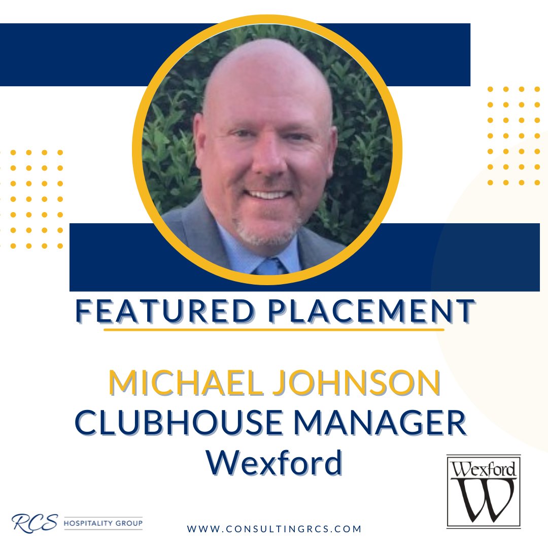 🎉 Join us in celebrating Michael Johnson in his new role as Clubhouse Manager at Wexford  |  Hilton Head! 🌟 We are thrilled to announce his placement and wish him all the success in the Carolinas.