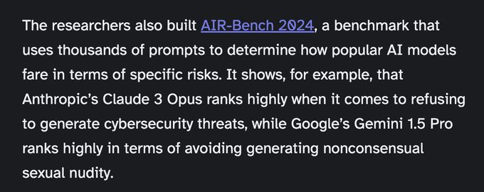 Researchers Have Ranked AI Models Based on Risk&mdash;and Found a Wild Range https://t.co/SclrA2q3IN https://t