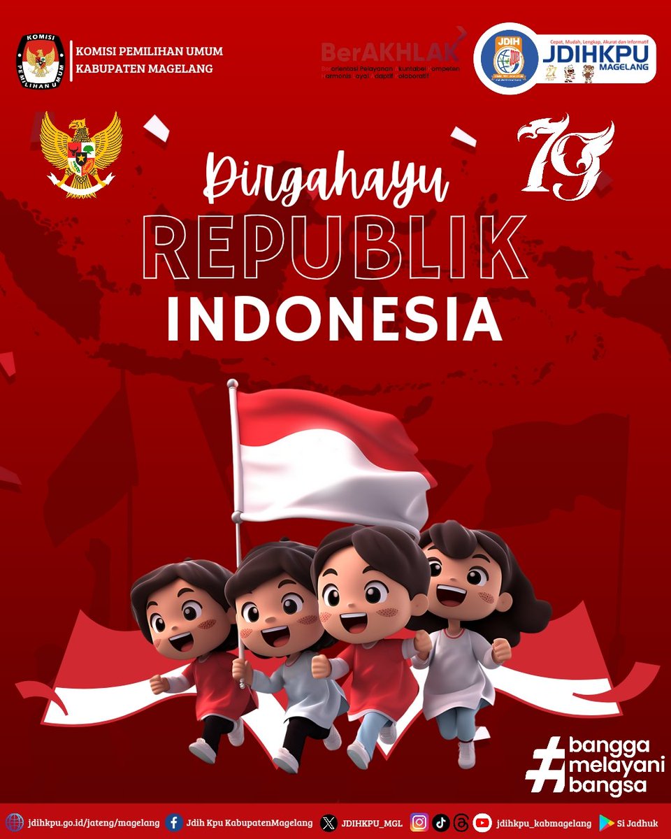JDIHKPU_MGL's tweet photo. JDIH KPU Kabupaten Magelang mengucapkan Dirgahayu Republik Indonesia ke-79 Tahun 2024.

Bangga menjadi bagian dari Indonesia yang merdeka. Mari jaga dan lestarikan kebebasan ini.

#PilkadaSerentak2024
#pilgubjateng2024 
#PilbupMagelang2024 https://t.co/3POJ8UPxx9