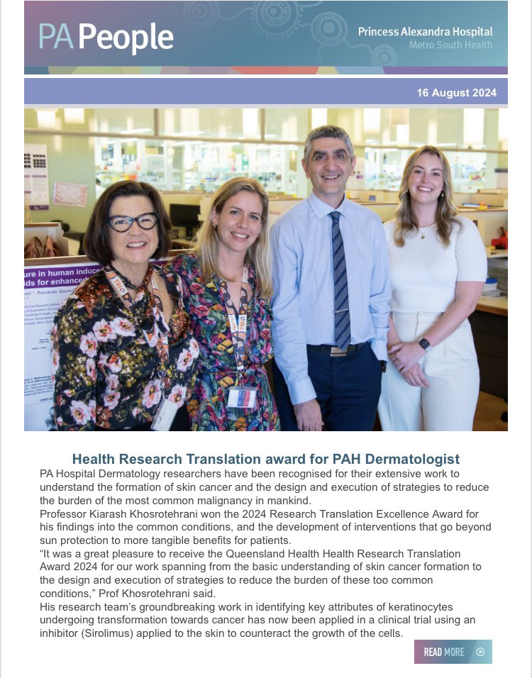 LDousset, MD, PhD (@douss_l) on Twitter photo Meet the team! 🎉 Thrilled to share this week’s exciting news with our Siroskin team after winning the 2024 Research Translation Excellence Award! #ResearchExcellence #SkinCancerResearch🥇<a href="/kiakho/">Kiarash</a> <a href="/UQDRC/">UQ Dermatology Research Centre</a> <a href="/TRI_info/">Translational Research Institute</a> @EmmaKarlsen10
metrosouth.health.qld.gov.au/about-us/news/ Meet the team! 🎉 Thrilled to share this week’s exciting news with our Siroskin team after winning the 2024 Research Translation Excellence Award! #ResearchExcellence #SkinCancerResearch🥇<a href="/kiakho/">Kiarash</a> <a href="/UQDRC/">UQ Dermatology Research Centre</a> <a href="/TRI_info/">Translational Research Institute</a> @EmmaKarlsen10
metrosouth.health.qld.gov.au/about-us/news/
