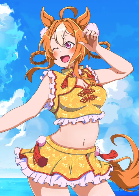 #お盆休みはフォロワーが増えるらしい暑いから水着ウマ娘再掲しとこ。 