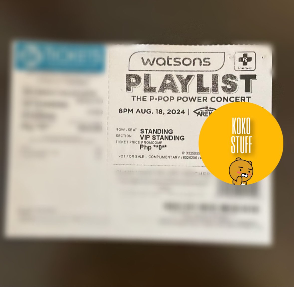 kokostuffmnl's tweet photo. WTS | LFB

Selling VIP Standing Watsons Playlist concert ticket

✨can do meet ups
✨PHP 1,500
✨1,321 qn
✨only 1 pc available

tags: wts wtb lf wtt sb19 g22 alamat kaia hori7on ppop selling https://t.co/xNWRQ0Eo8z