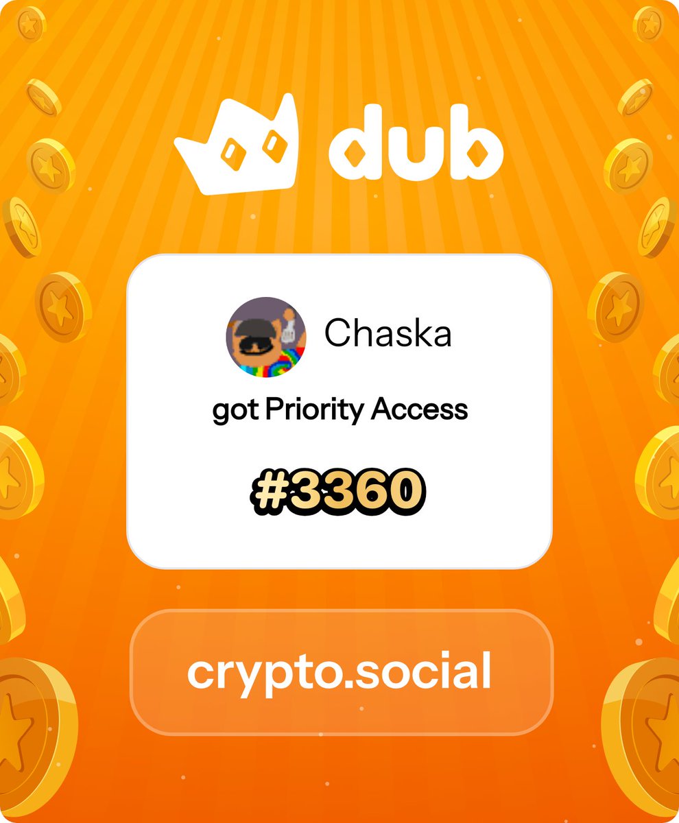 I just got Priority Access to Dub! Let’s make memecoins PvE again. Get in early™. dub.social