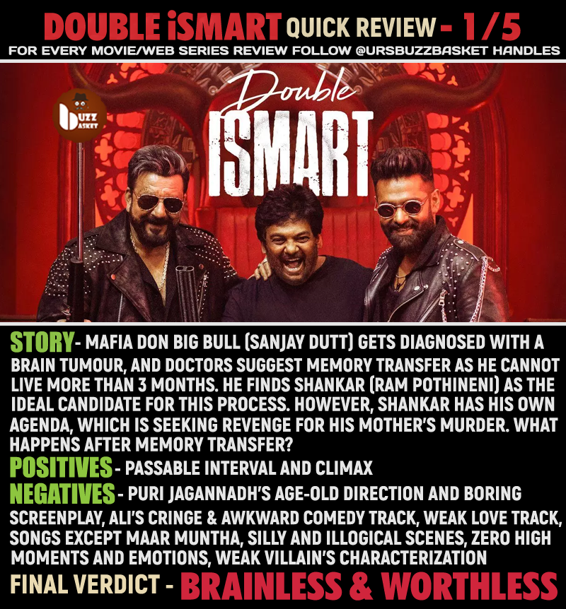 theBuzZBasket's tweet photo. #DoubleiSmart Movie Review: " Brainless & Worthless "
- 1/5
#RamPothineni #SanjayDutt #KavyaThapar #DoubleISMARTReview https://t.co/SRFMLw25BA