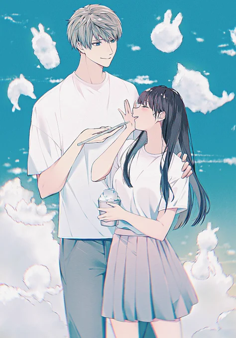 「つめたーーい!!」#恋と深空 #半透明な占有イラスト 