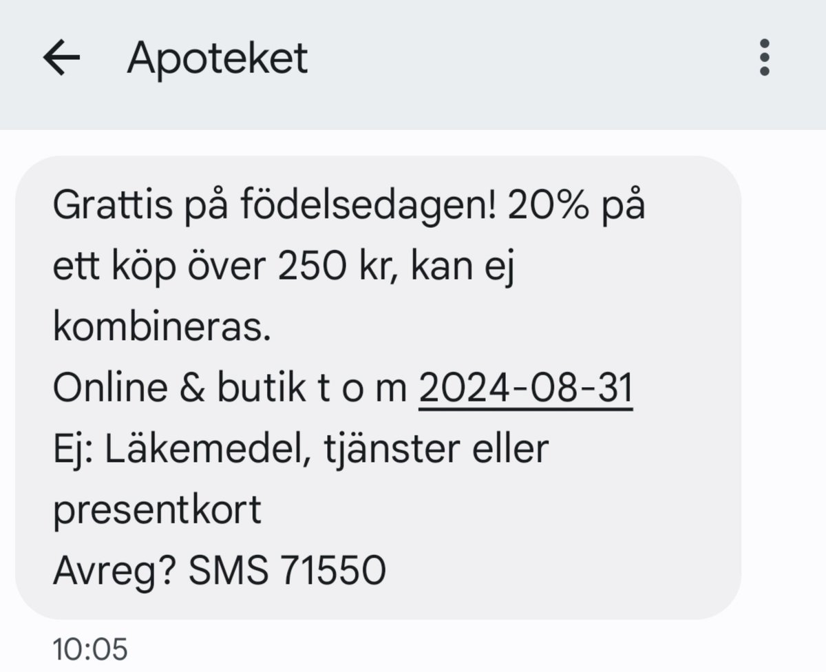 Wow, tack Apoteket för det här högst generösa födelsedagserbjudandet