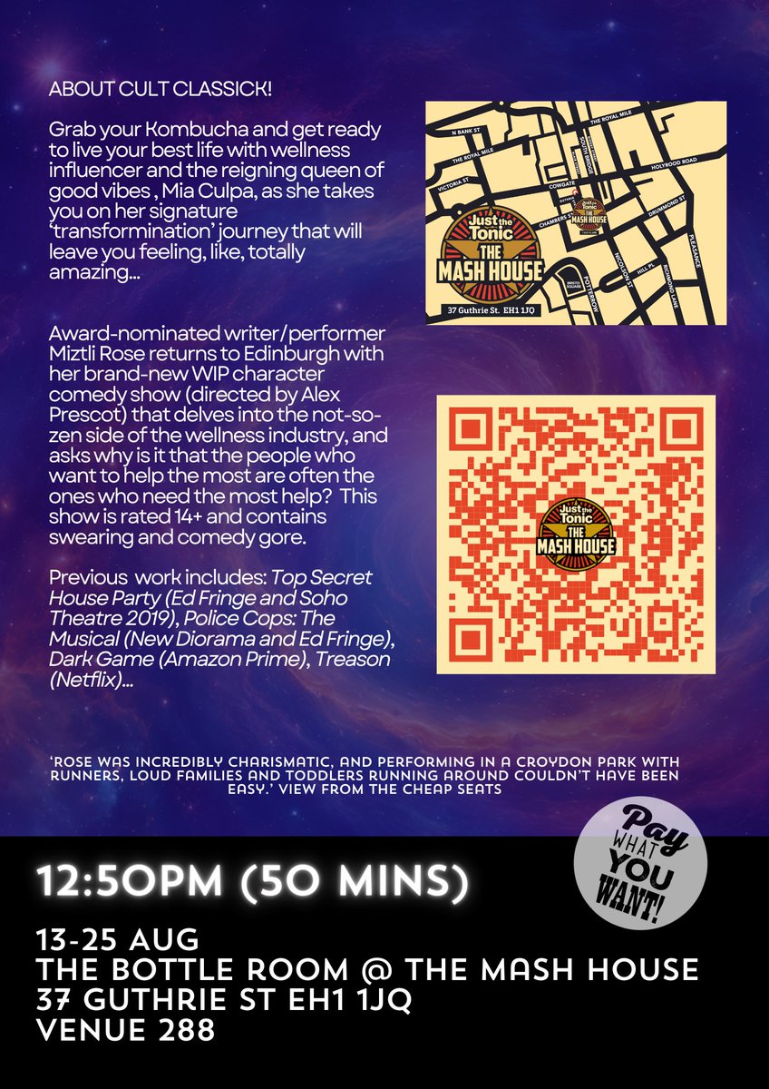 We are back today at 12:50pm in The Mash house for more silliness! Just 3 shows left and it's FREE!