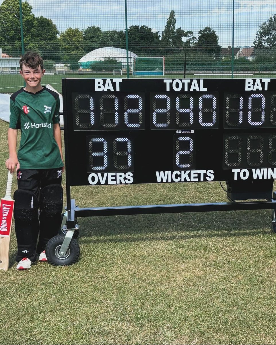 MilesJones74's tweet photo. So proud of this young man. Turned his first county 50 for Wiltshire u12’s into his first ever 💯! 🏏🏏 a @South_Wilts_CC product since he was an u6! #startthemyoung #cricketbadger https://t.co/I83A3MajOE
