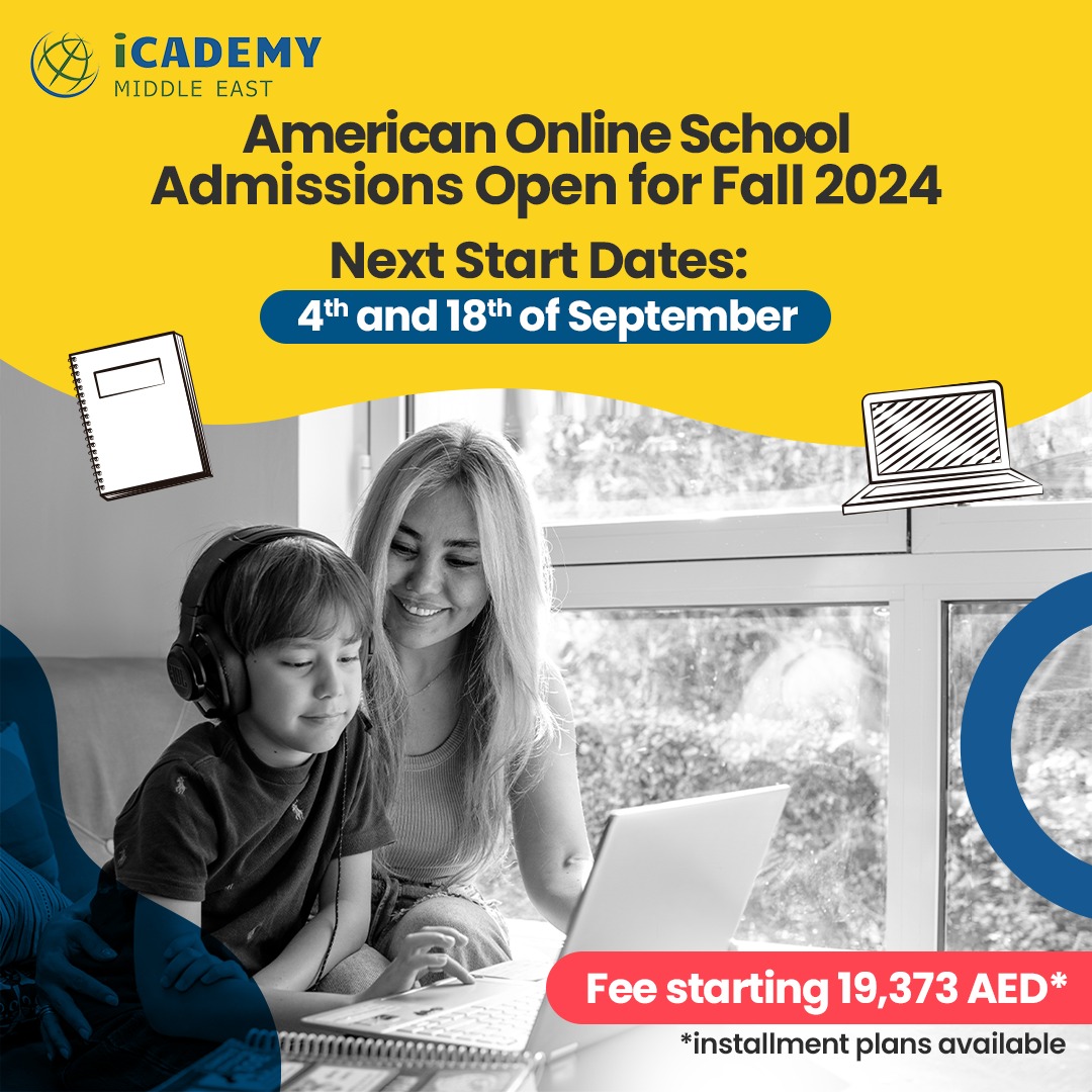 iCademy Middle East, an American online school accredited by NEASC and licensed by KHDA, is now accepting enrolments for the school year 2024-25.

Next start dates : 4th and 18th of September

#AmericanOnlineSchool #Homeschool #UAEschool  #MiddleEastEducation #iCademymiddleeast