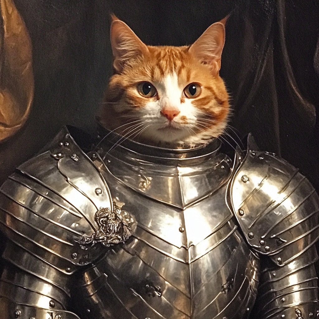 CatsXWar's tweet photo. 🐾 Behold, Sir Whiskers, the noble guardian of the Cat Kingdom! 🛡️ Ready to defend with honor and courage. Who’s ready to join the quest? ⚔️😼 
#CatsXWar #KnightCat #DefenderOfTheRealm https://t.co/w5M0y8axin