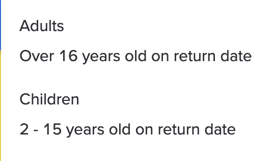 IanVaughan's tweet photo. A few websites fall into this logic trap...
Booking with a 16 year old falls into which group?
This one is from @OntheBeachUK 
I guess the first, but it would be clearer by saying:
"16 or over on return date" https://t.co/eYc0MZ9rtl