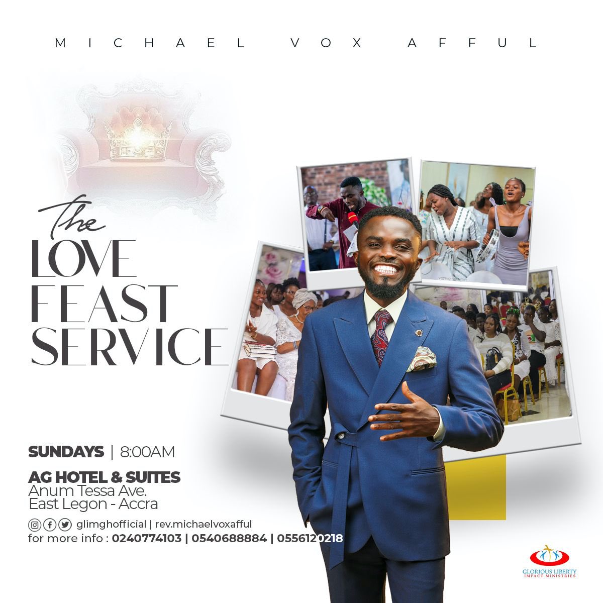 AffulProphet's tweet photo. Let’s meet tomorrow morning at the city of love. It’ll be a moment of intense worship and praises and the unadulterated word of the Lord. Your seat awaits you. The king awaits you. See you soon.

#lovefeastservice 
#GLIM
#acitysetonahillcannotbehidden https://t.co/HN1ajixsuY