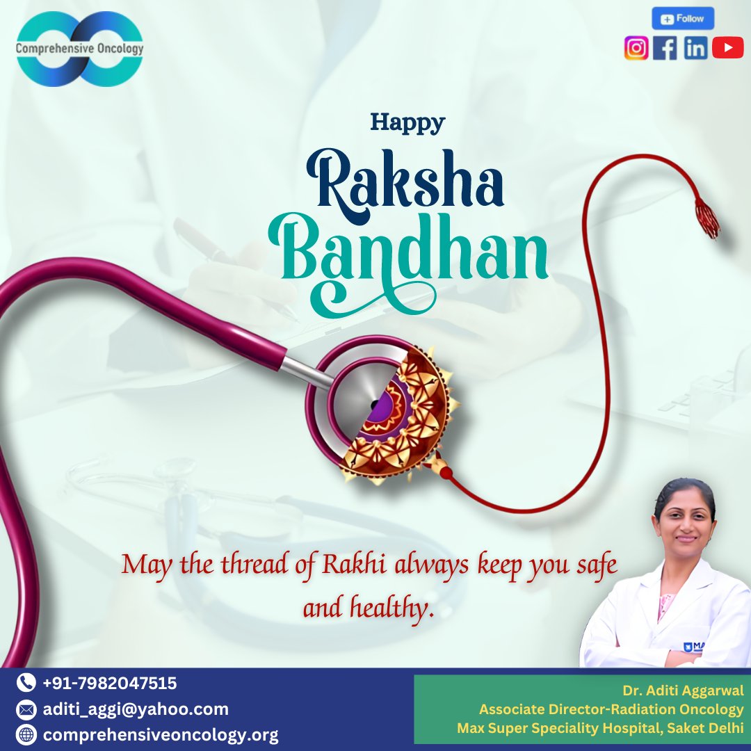 CompOncology's tweet photo. "On this Raksha Bandhan, may the bond of love between siblings be as strong and enduring as our commitment to your health and well-being. Happy Raksha Bandhan!"
.
#rakshabandhan #siblinglove #familybond #healthandhappiness #happyrakshabandhan #brothersandsisters #loveandcare https://t.co/IDQRwxMX2B