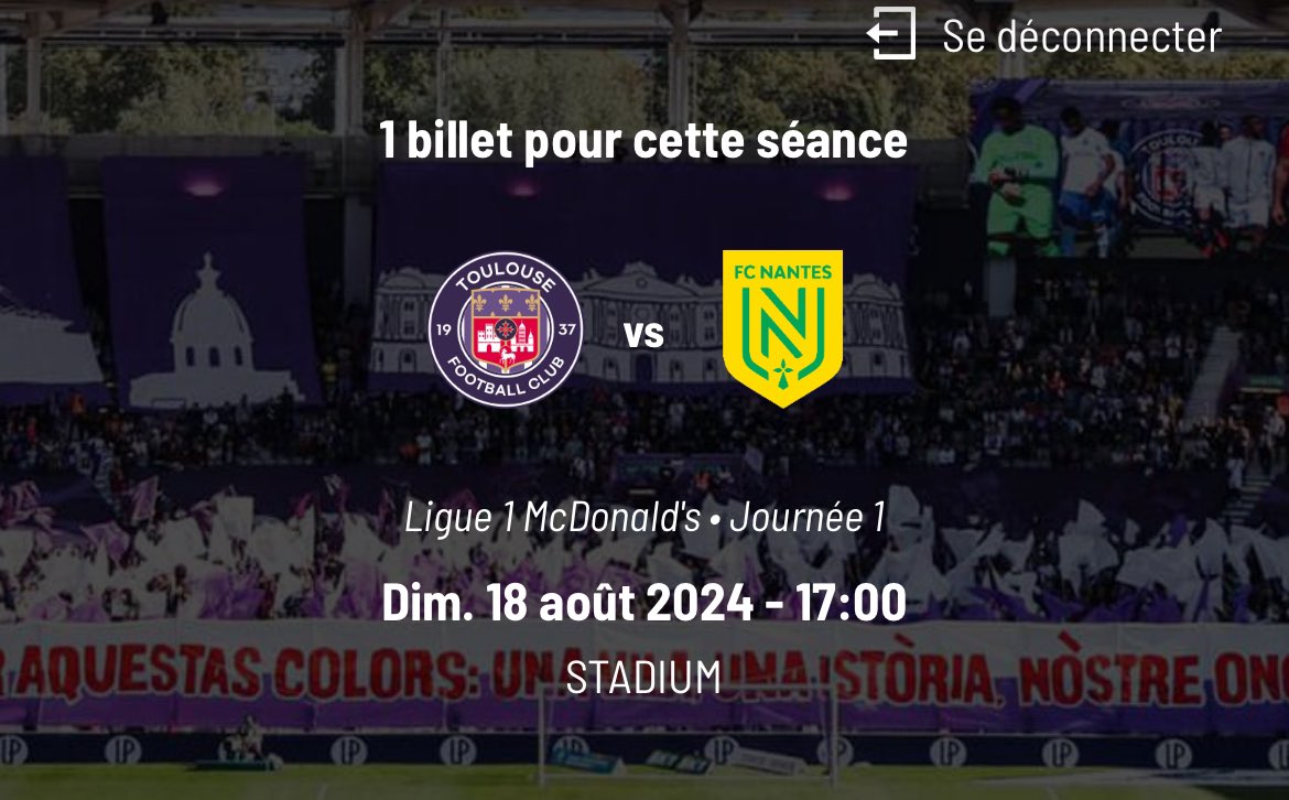 GabrielFaure16's tweet photo. Vend place TFC nantes dimanche 18/08/24 15€ https://t.co/PACTHrDjMz